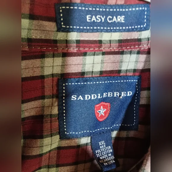 Saddlebred Men's Plaid Shirt - Burgundy and Gray - Picture 2 of 4
